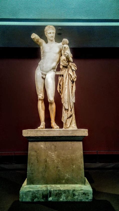 hermes and dionysus sculpture|4th century sculpture by praxiteles.